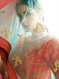 Rose-Pink Floral Print Banglori Silk Wedding Wear Lehenga Choli