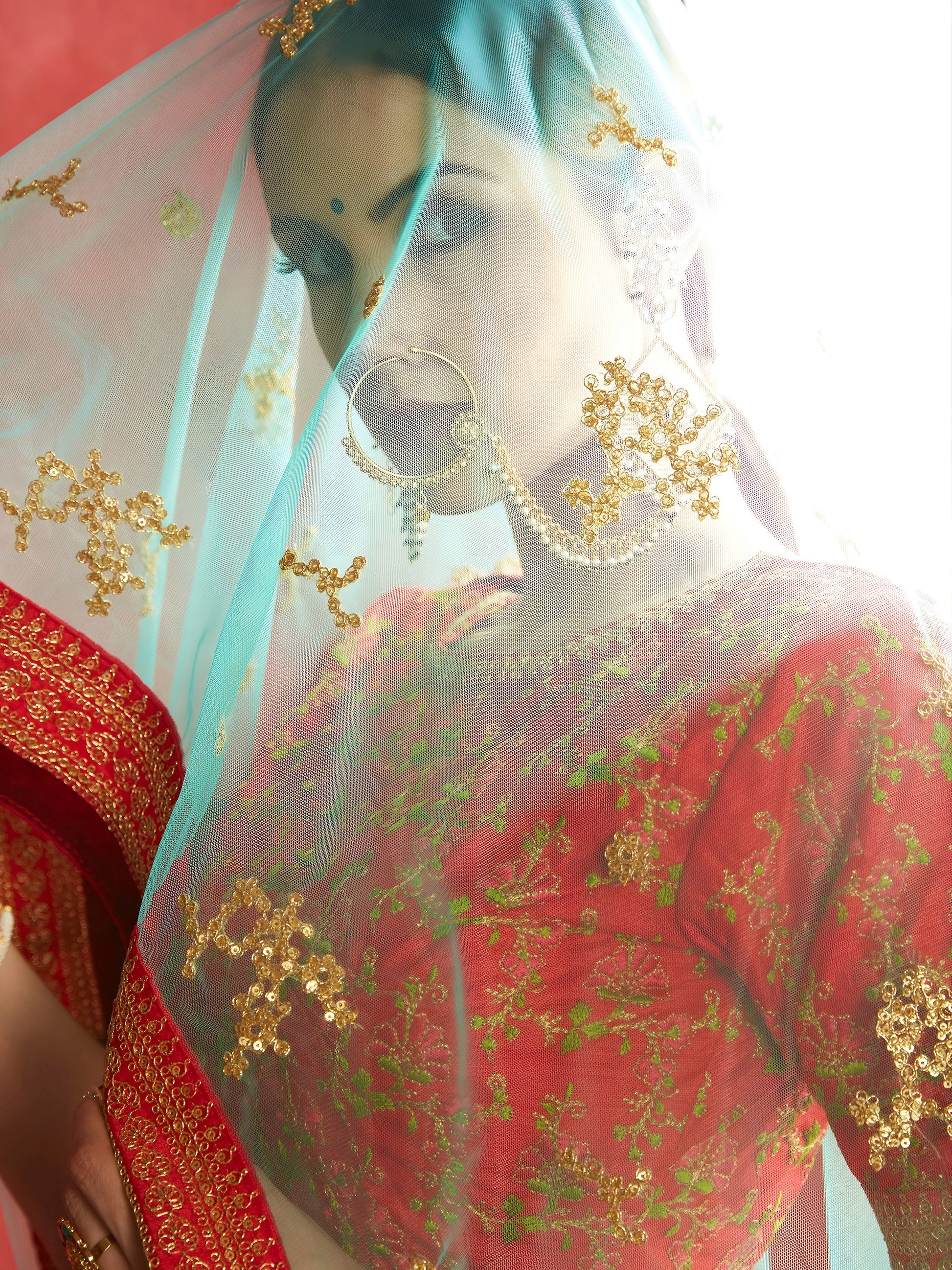 Rose-Pink Floral Print Banglori Silk Wedding Wear Lehenga Choli
