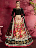 Multi-Color Floral Print Banglori Silk Reception Wear Lehenga Choli