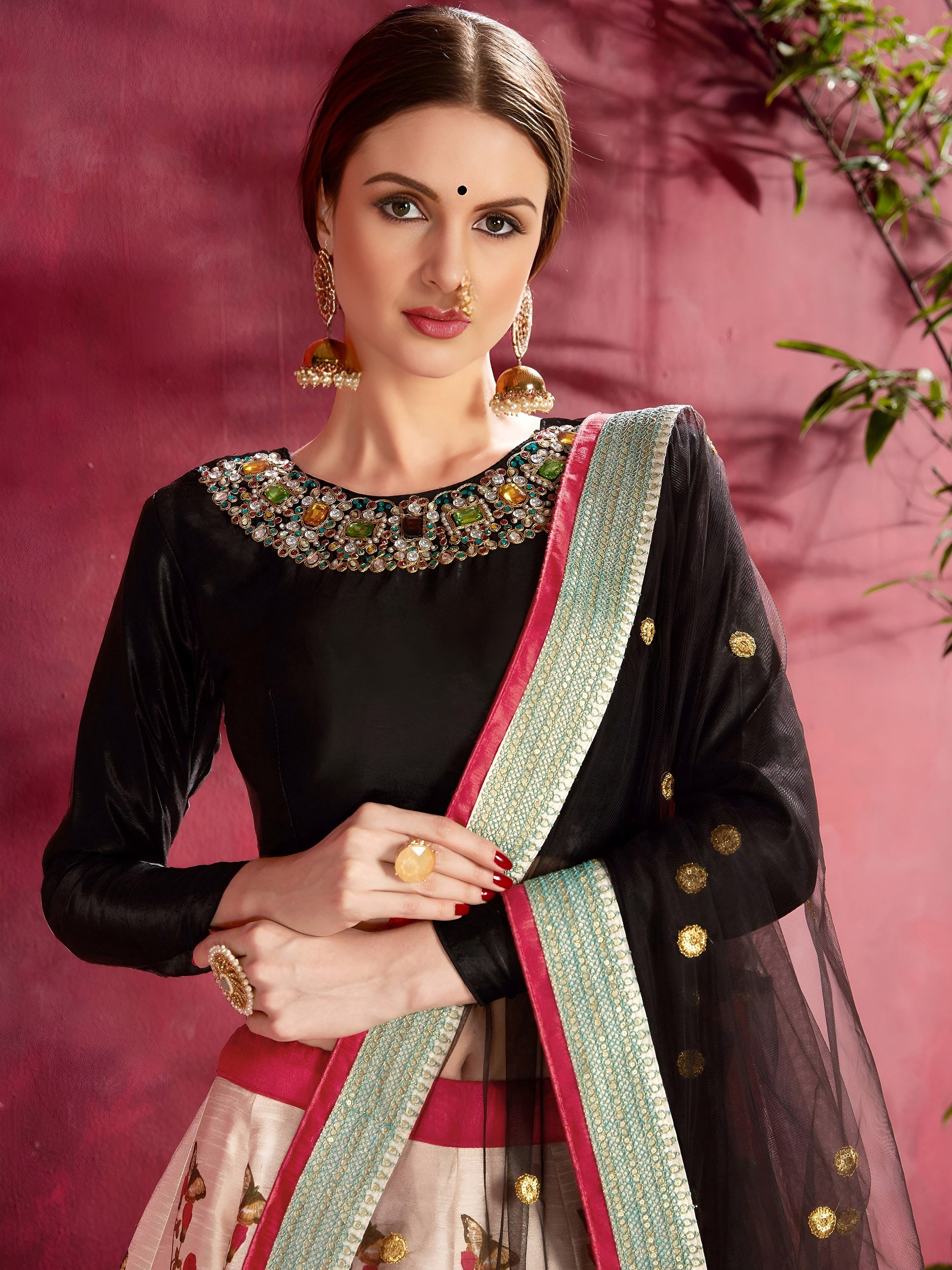 Multi-Color Floral Print Banglori Silk Reception Wear Lehenga Choli