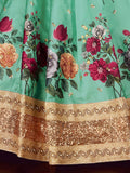 Green Floral Print Banglori Silk Wedding Wear Lehenga Choli