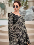Glamorous Black Printed Silk Event Wear Saree With Blouse