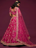 Delightful Pink Thread Embroidery Art Silk Wedding Lehenga Choli