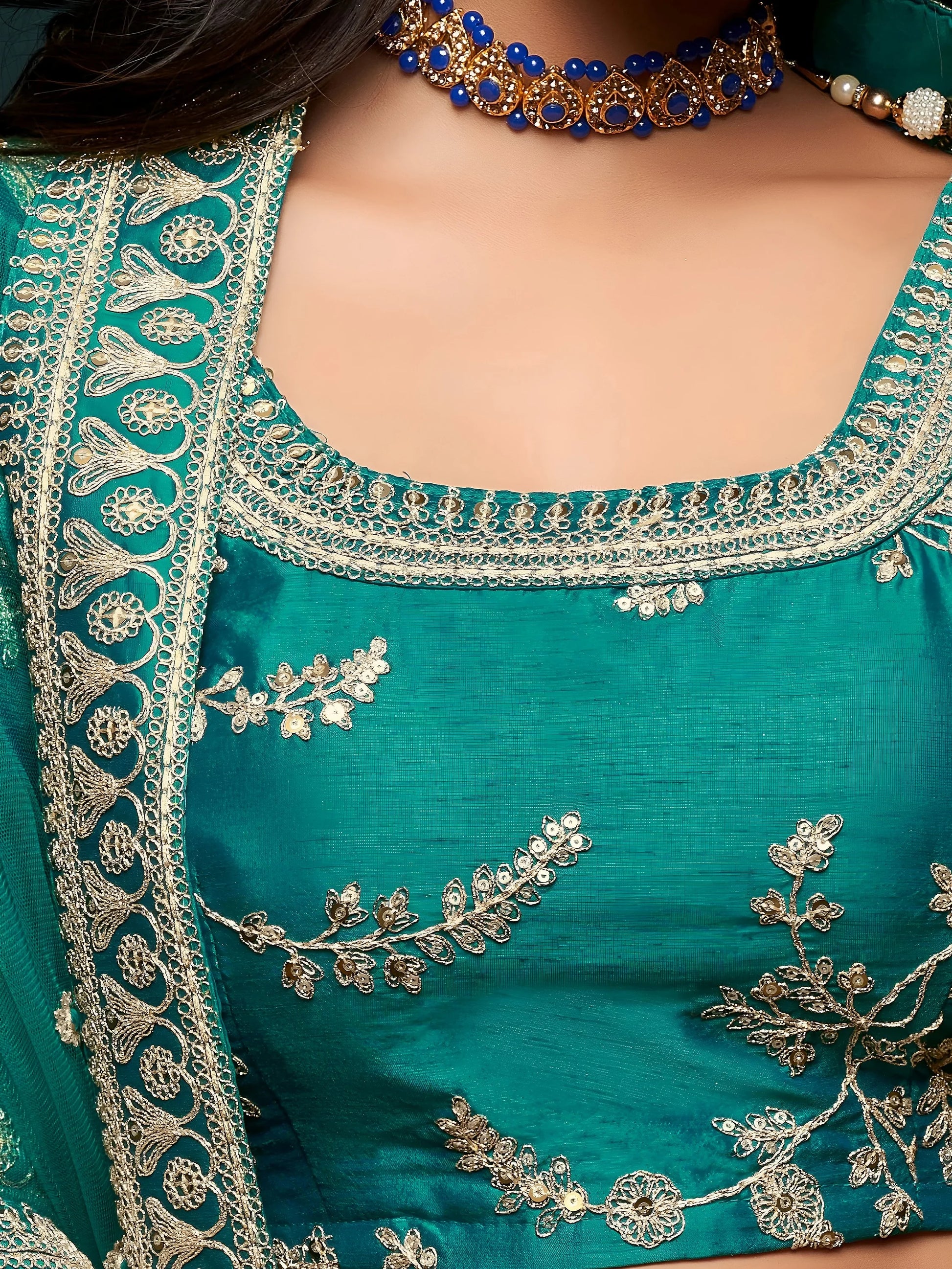 Greatest Green Thread Embroidery Art Silk Wedding Lehenga Choli