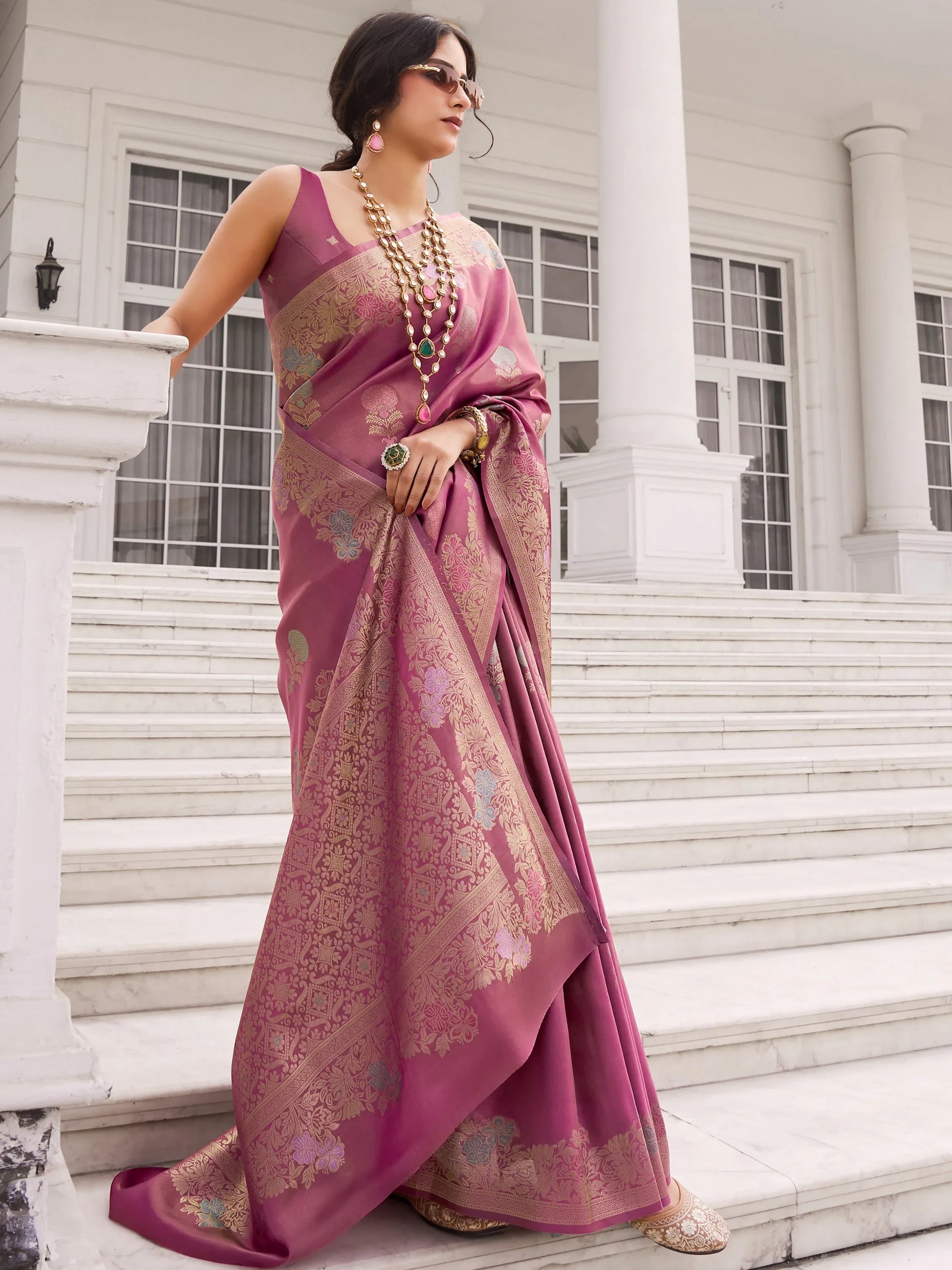 Gorgeous Wine Zari Weaving Silk Wedding Wear Saree With Blouse