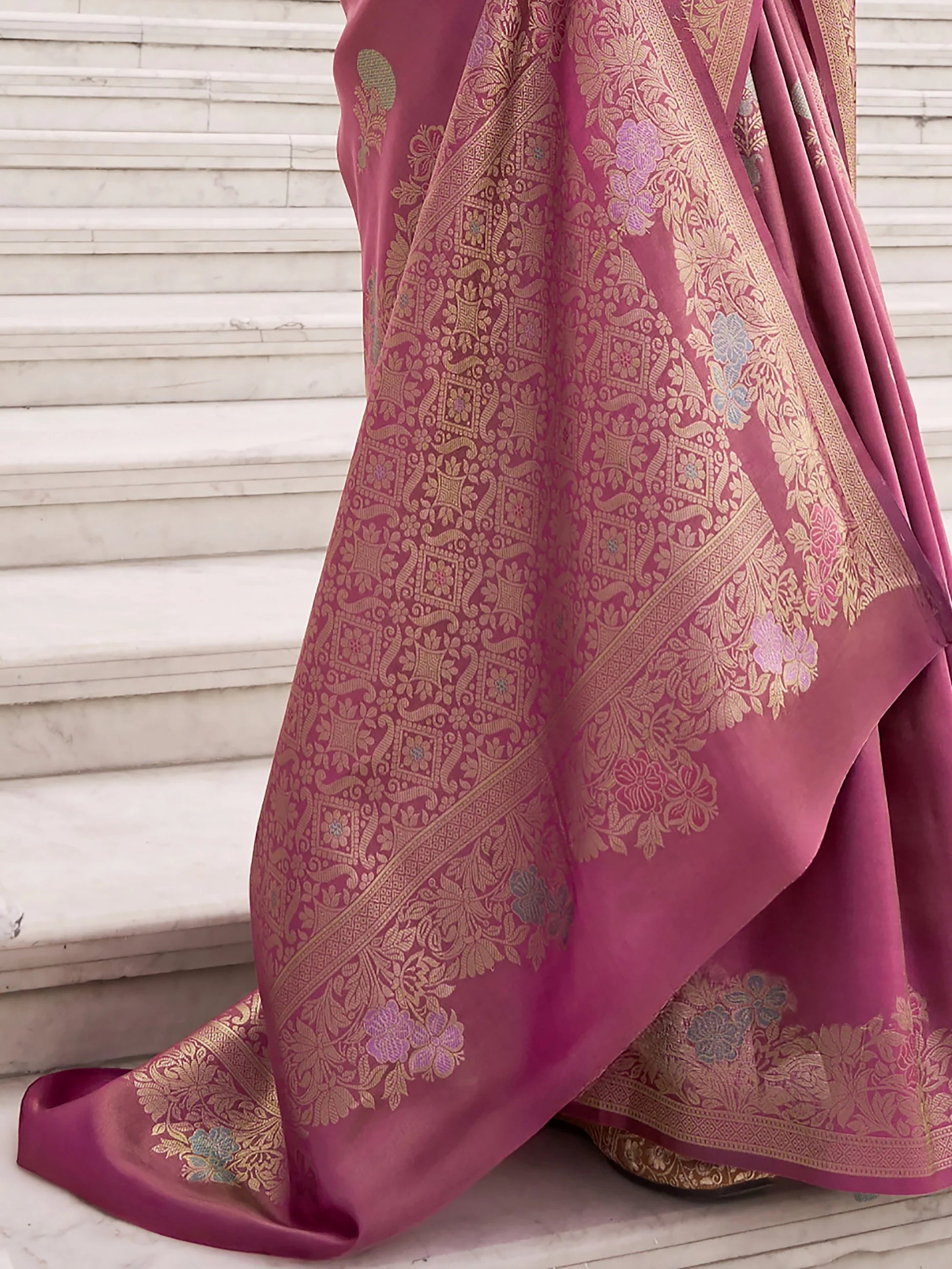 Gorgeous Wine Zari Weaving Silk Wedding Wear Saree With Blouse