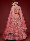 Gorgeous Pink Embroidered Net Wedding Wear Lehenga Choli
