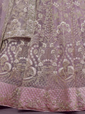 Attractive Lilac Embroidered Soft Net Wedding Wear Lehenga Choli