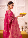 Beautiful Pink Zari Weaving Silk Festival Wear Saree With Blouse
