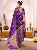 Attractive Purple Zari Weaving Silk Function Wear Saree With Blouse