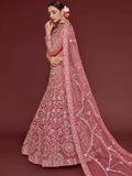 Cute Rose Pink Embroidered Soft Net Traditional Lehenga Choli