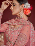 Cute Rose Pink Embroidered Soft Net Traditional Lehenga Choli
