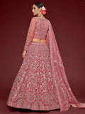 Cute Rose Pink Embroidered Soft Net Traditional Lehenga Choli