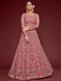 Cute Rose Pink Embroidered Soft Net Traditional Lehenga Choli