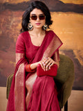 Incredible Red Zari Weaving Georgette  Festive Wear Saree With Blouse