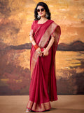 Incredible Red Zari Weaving Georgette  Festive Wear Saree With Blouse
