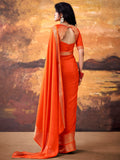 Gorgeous Orange Zari Weaving Georgette  Festive Wear Saree With Blouse