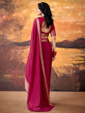 Outstanding Rani Pink Zari Weaving Georgette  Festive Wear Saree With Blouse