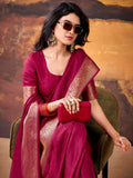 Outstanding Rani Pink Zari Weaving Georgette  Festive Wear Saree With Blouse