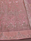 Appealing Pearl Pink Embroidered Soft Net Wedding Wear Lehenga Choli