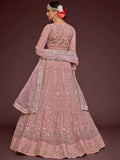 Appealing Pearl Pink Embroidered Soft Net Wedding Wear Lehenga Choli