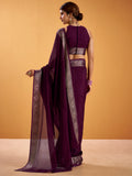 Attractive Wine Zari Weaving Silk Event Wear Saree With Blouse