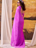 Enchanting Rani Pink Zari Weaving Crepe Festive Wear Saree With Blouse
