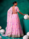 Charming Pink Floral Printed Silk Festival Wear Lehenga Choli