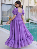 Fantastic Purple Beads Work Chanderi Party Wear Dress 