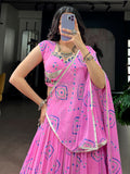 Charming Pink Bandhej Print Georgette Navratri Wear Lehenga Choli