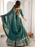 Enchanting Sea Green Sequins Silk Wedding Lehenga Choli With Dupatta