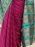 Beautiful Rani Pink Weaving Banarasi Silk Saree With Blouse