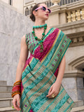 Beautiful Rani Pink Weaving Banarasi Silk Saree With Blouse