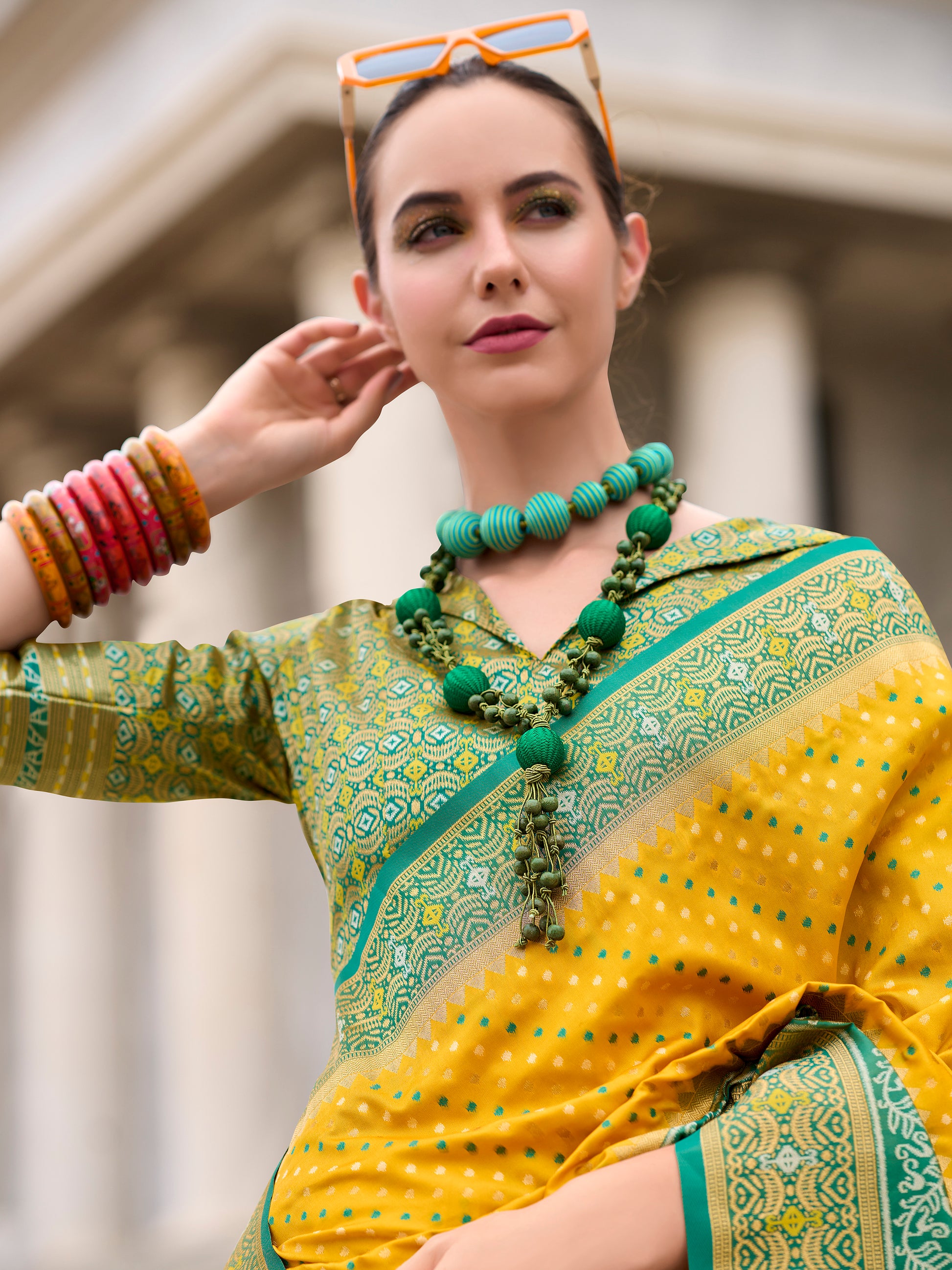 Gorgeous Yellow Zari Weaving Banarasi Silk Haldi Wear Saree With Blouse