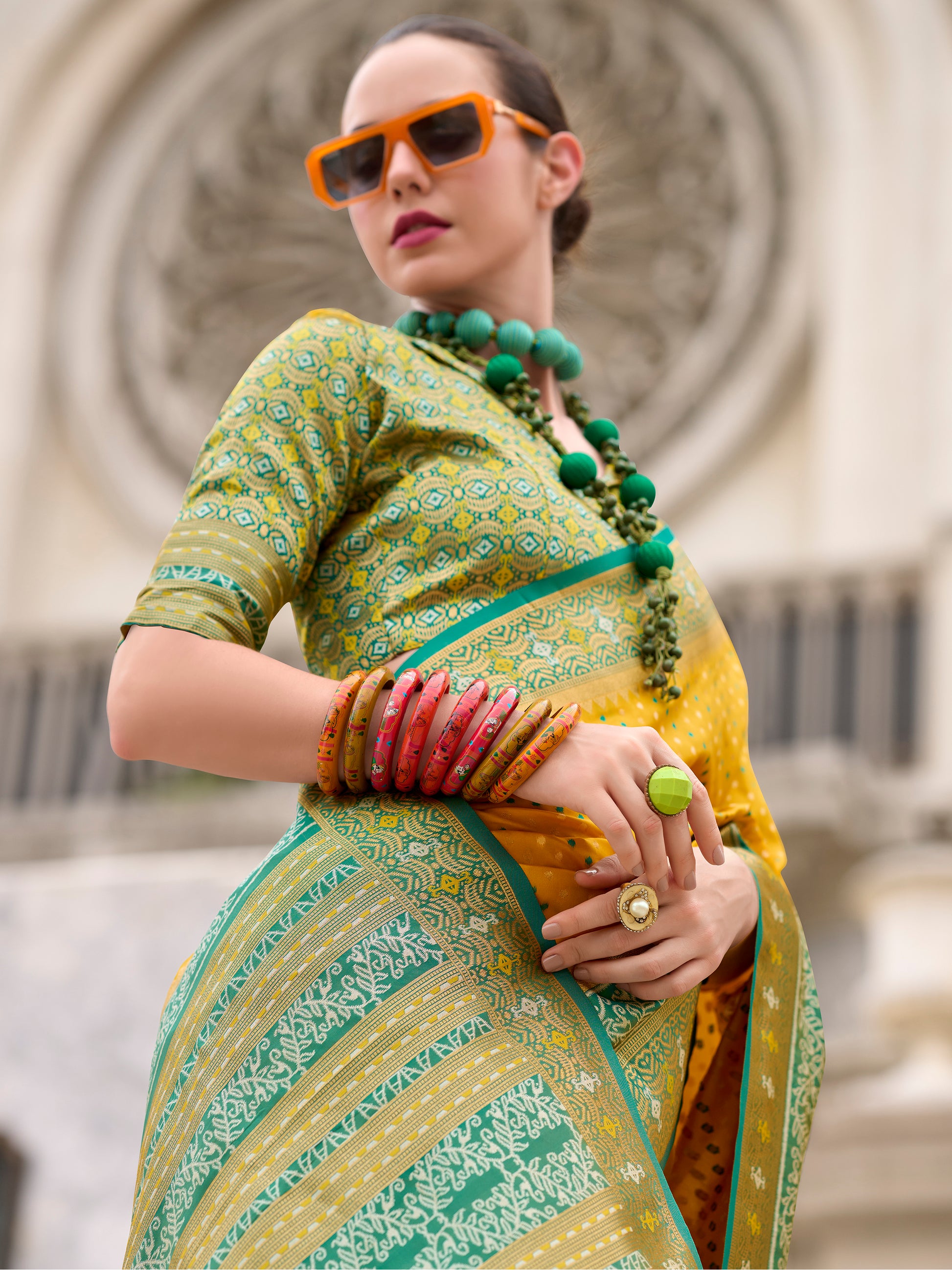 Gorgeous Yellow Zari Weaving Banarasi Silk Haldi Wear Saree With Blouse