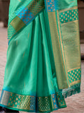 Amazing Sea Green Zari Weaving Banarasi Silk Traditional Saree