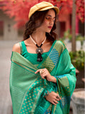 Amazing Sea Green Zari Weaving Banarasi Silk Traditional Saree