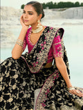 Wonderful Black Zari Work Satin Function Wear Saree With Blouse