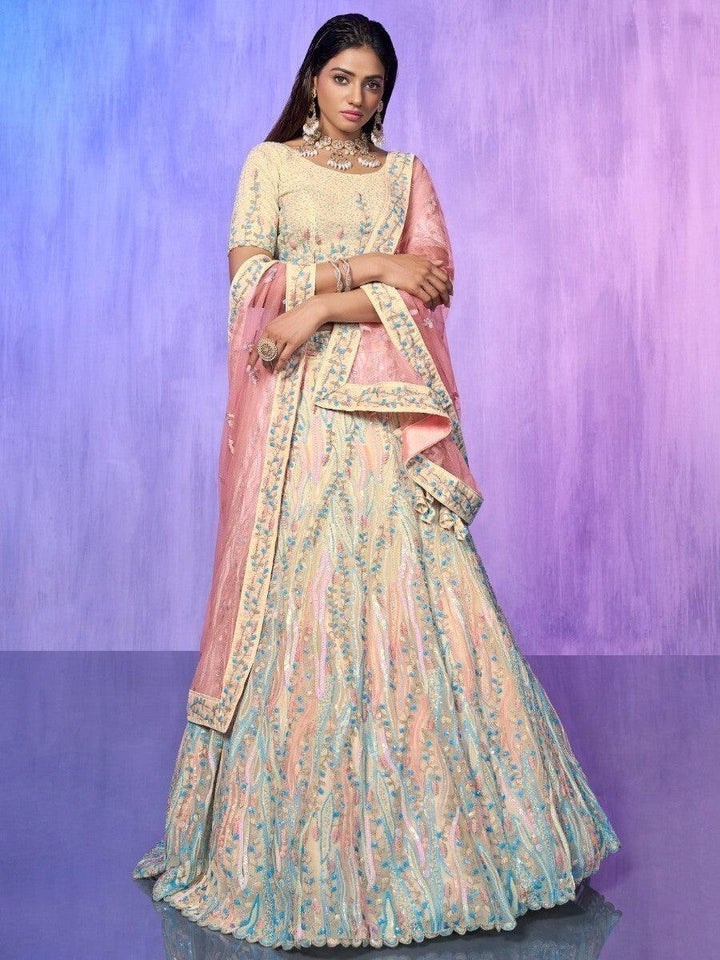 Beautiful Off-White Sequins Organza Lehenga Choli With Dupatta