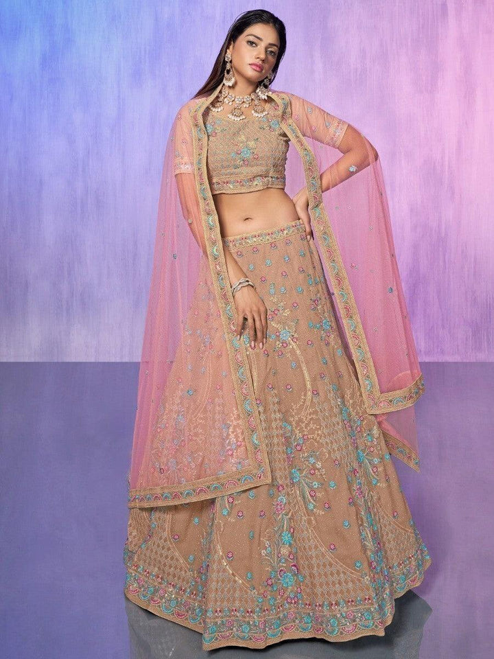 Stunning Mauve Sequins Georgette Lehenga Choli With Dupatta