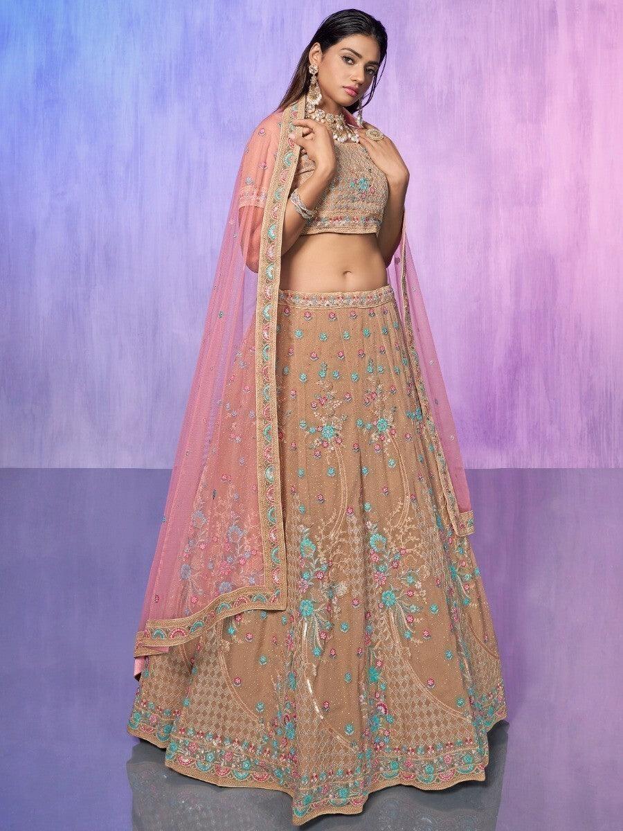 Stunning Mauve Sequins Georgette Lehenga Choli With Dupatta