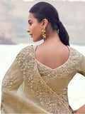 Majestic Beige Khatli Work Tissue Engagement Wear Saree With Blouse