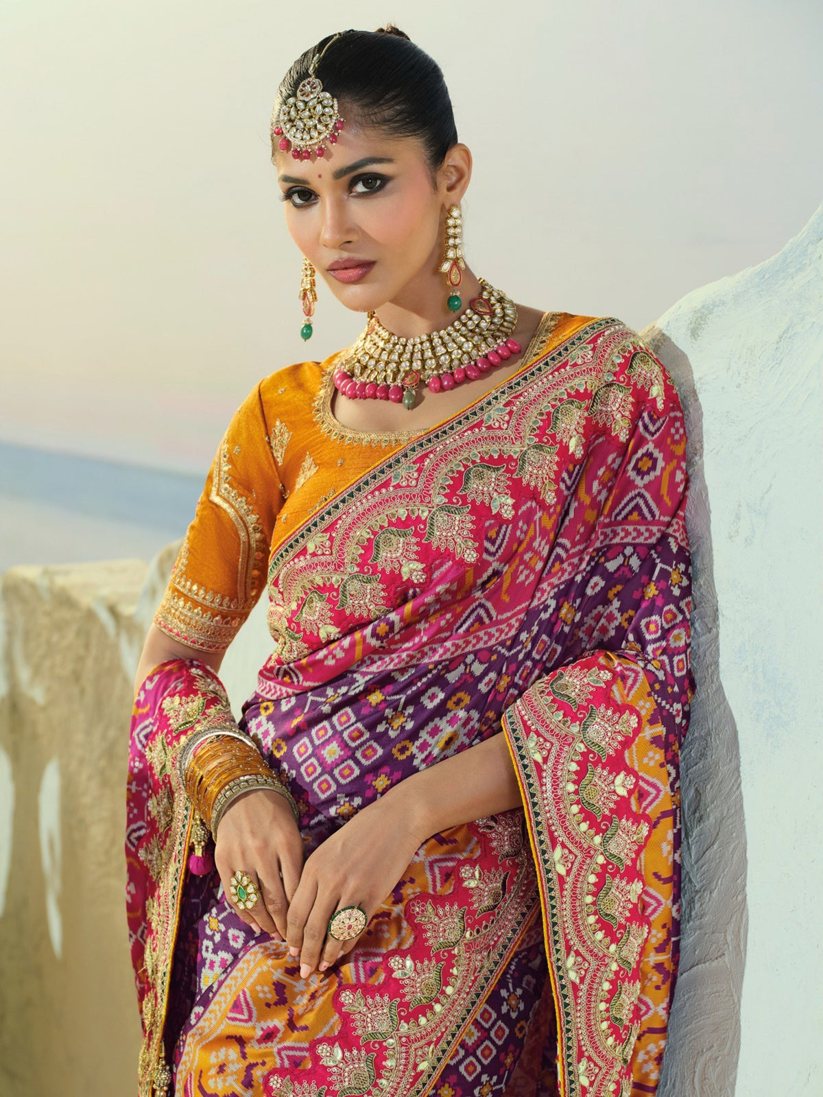 Majestic Purple Handwork Silk Wedding Wear Patan Patola Style Saree