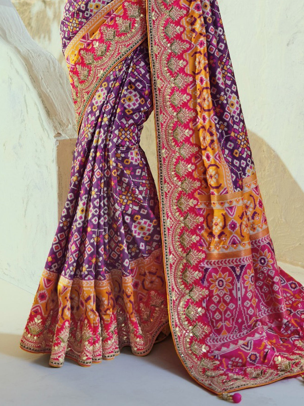 Majestic Purple Handwork Silk Wedding Wear Patan Patola Style Saree