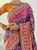 Majestic Purple Handwork Silk Wedding Wear Patan Patola Style Saree