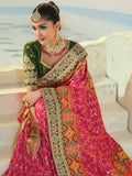 Gorgeous Pink Handwork Silk Wedding Wear Patan Patola Style Saree