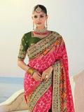 Gorgeous Pink Handwork Silk Wedding Wear Patan Patola Style Saree
