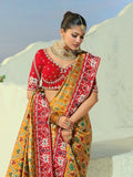 Royal Mustard Beads Work Silk Wedding Wear Patan Patola Style Saree