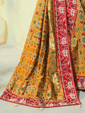 Royal Mustard Beads Work Silk Wedding Wear Patan Patola Style Saree