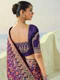 Dazzling Purple Handwork Silk Wedding Wear Patan Patola Style Saree